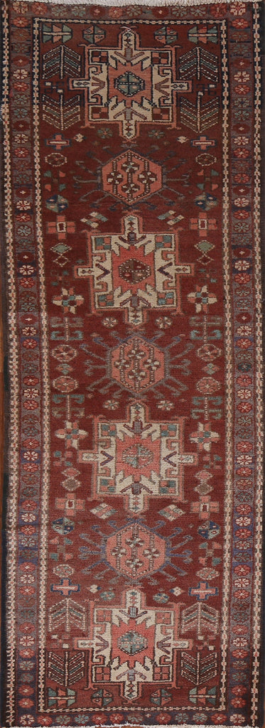 Tribal Geometric Gharajeh Persian Runner Rug 2x8