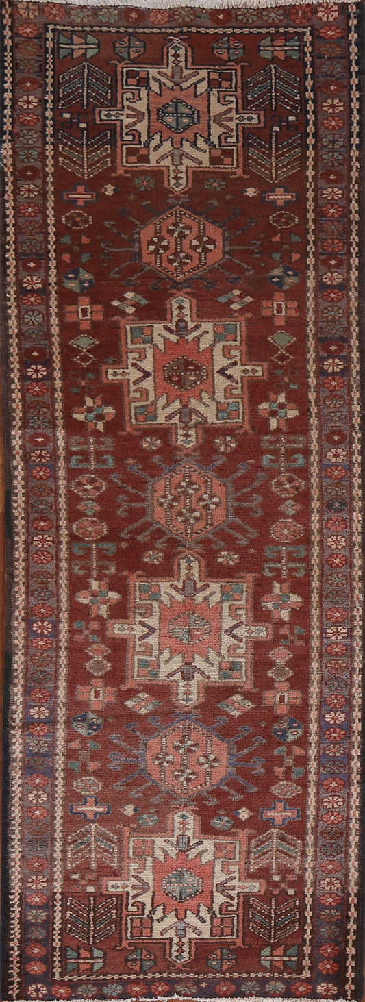 Tribal Geometric Gharajeh Persian Runner Rug 2x8