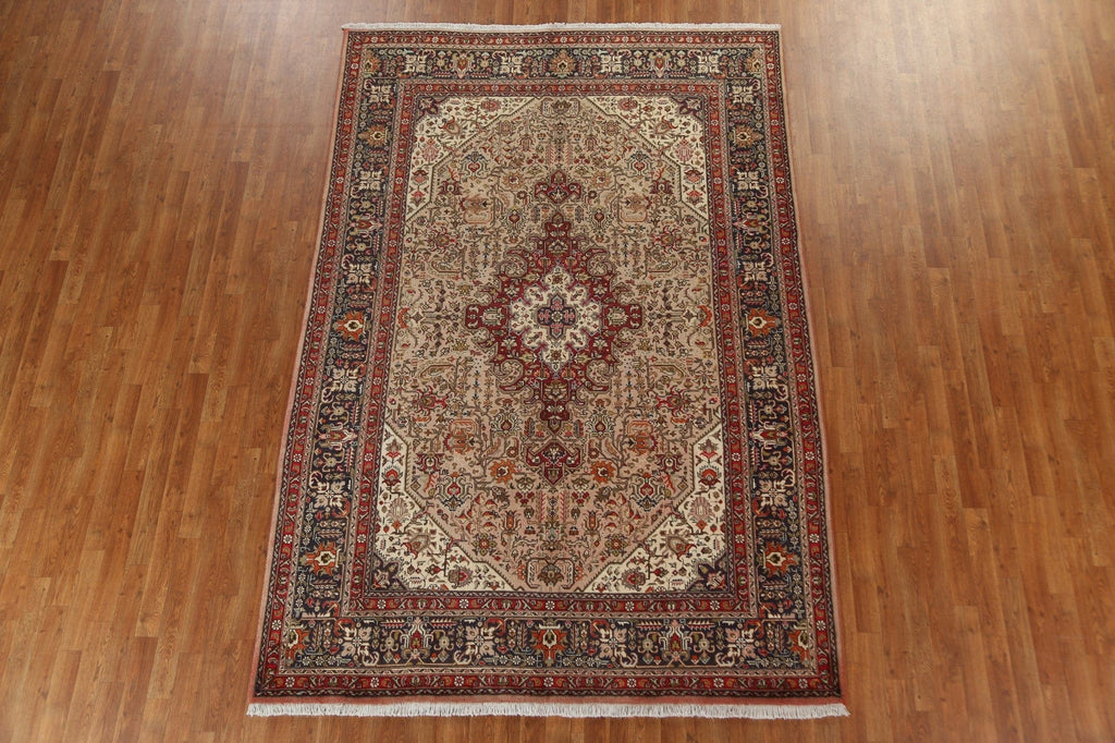 Geometric Wool Tabriz Persian Area Rug 7x10