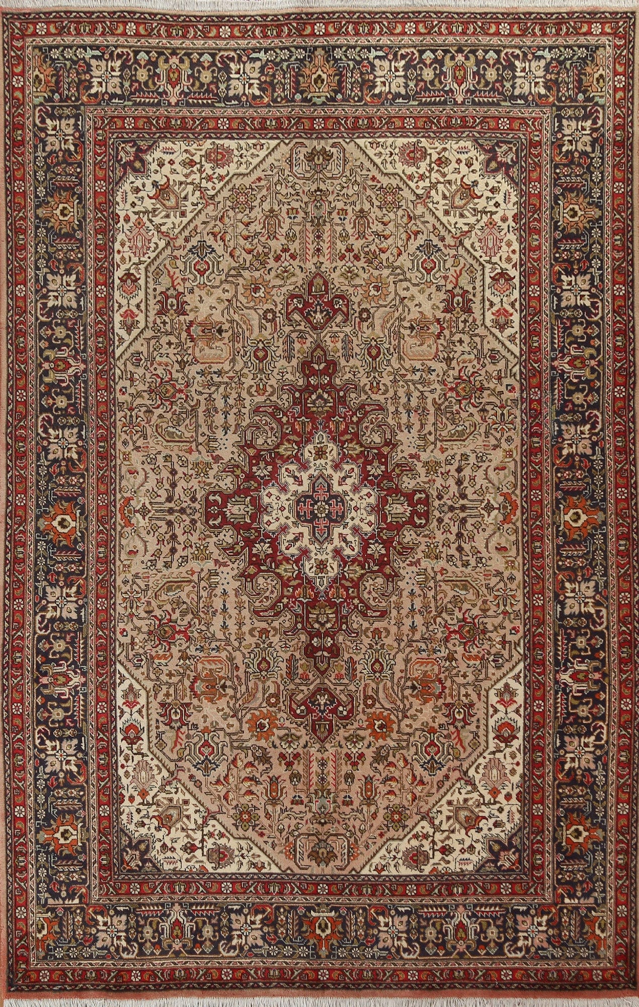 Geometric Wool Tabriz Persian Area Rug 7x10