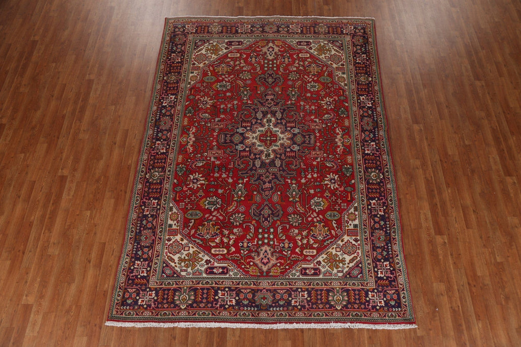 Red Wool Tabriz Persian Area Rug 7x10