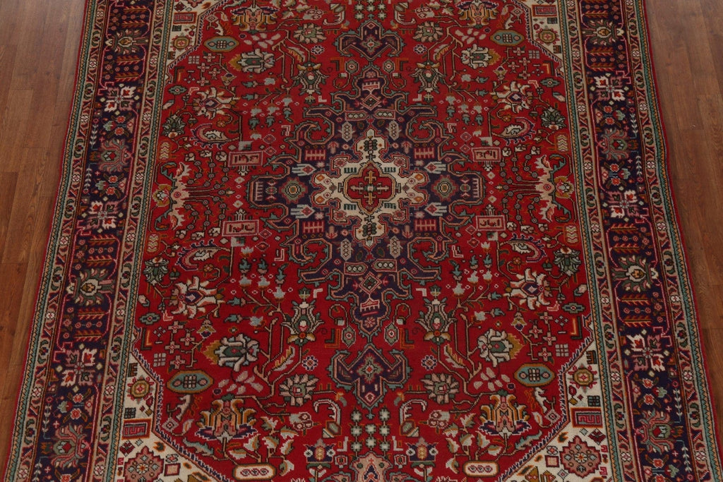 Red Wool Tabriz Persian Area Rug 7x10