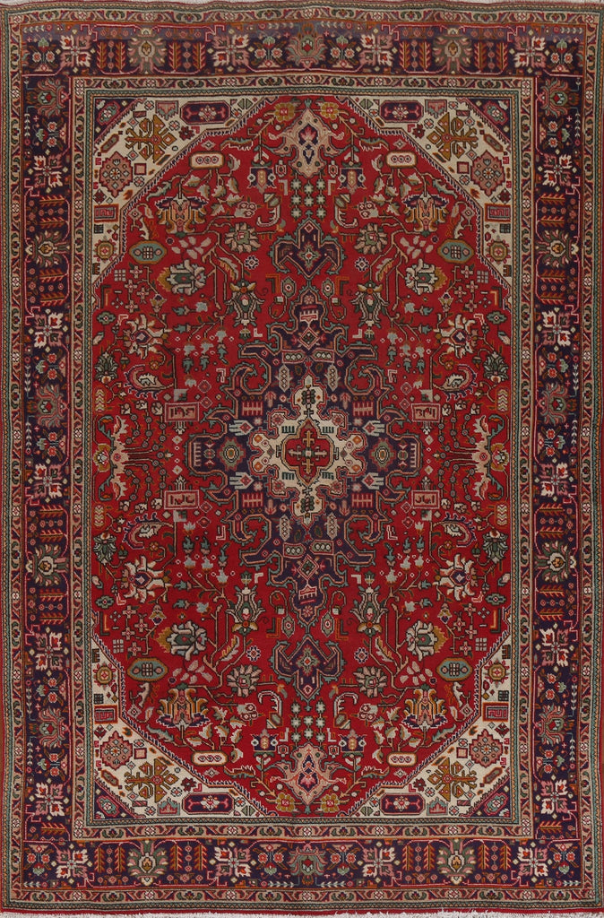 Red Wool Tabriz Persian Area Rug 7x10