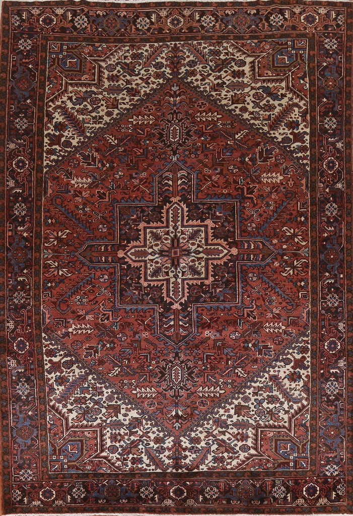 Geometric Wool Heriz Persian Area Rug 8x11