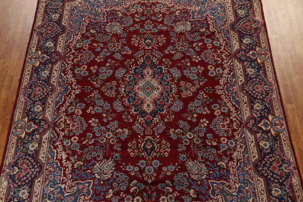 Handmade Floral Red Yazd Persian Area Rug 10x13