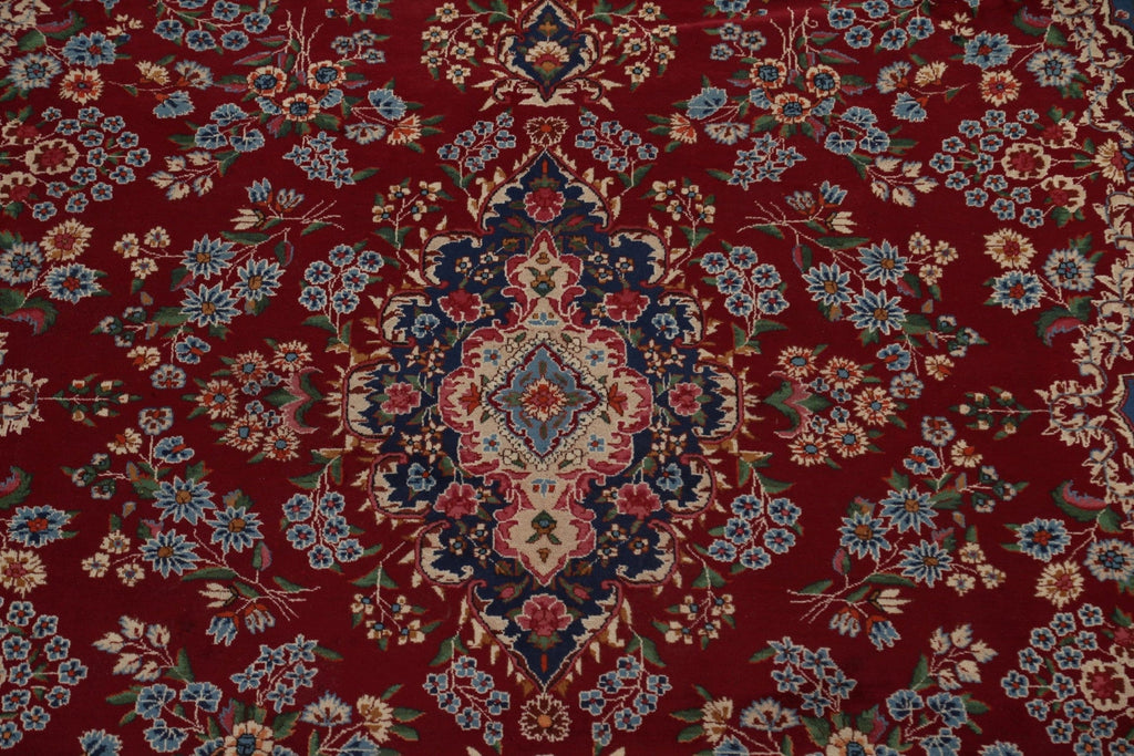 Handmade Floral Red Yazd Persian Area Rug 10x13