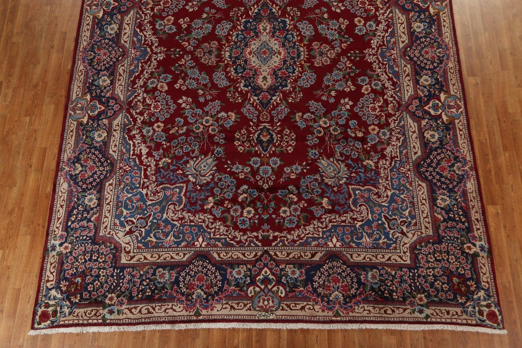 Handmade Floral Red Yazd Persian Area Rug 10x13