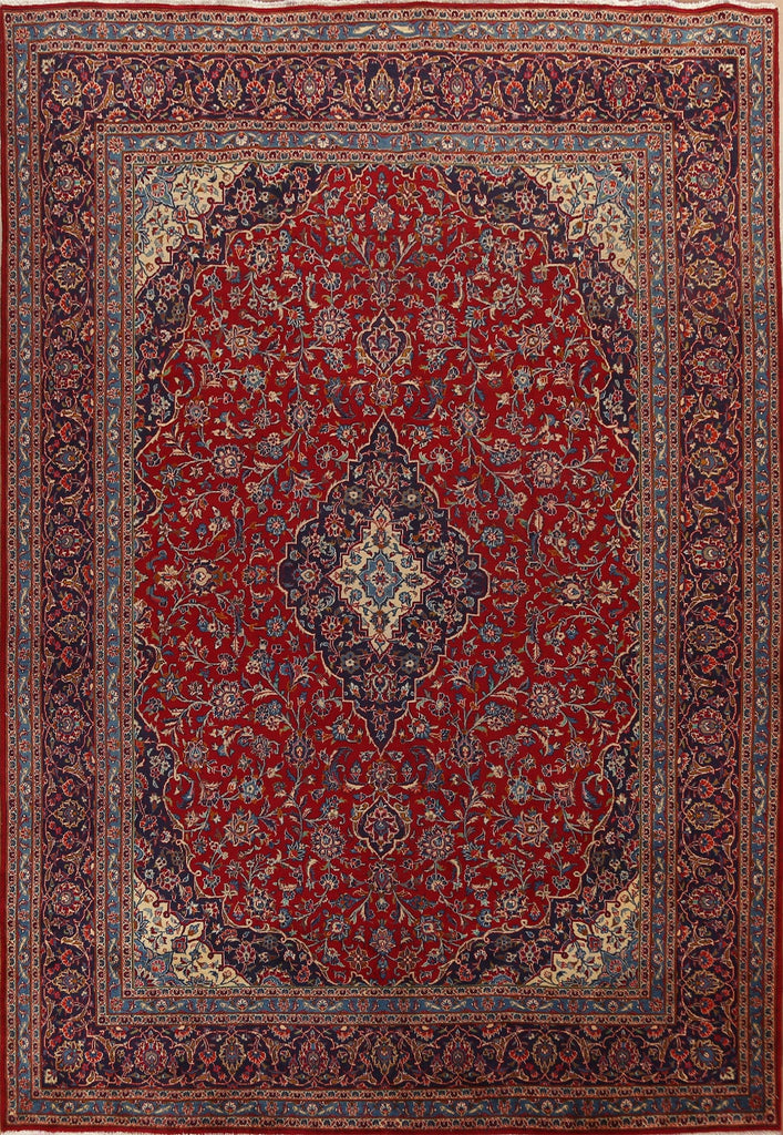 Floral Red Kashan Persian Area Rug 10x13