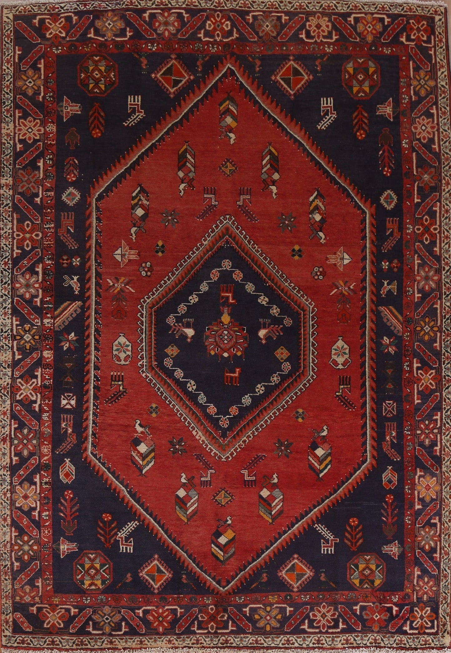 Tribal Geometric Bakhtiari Persian Area Rug 7x9