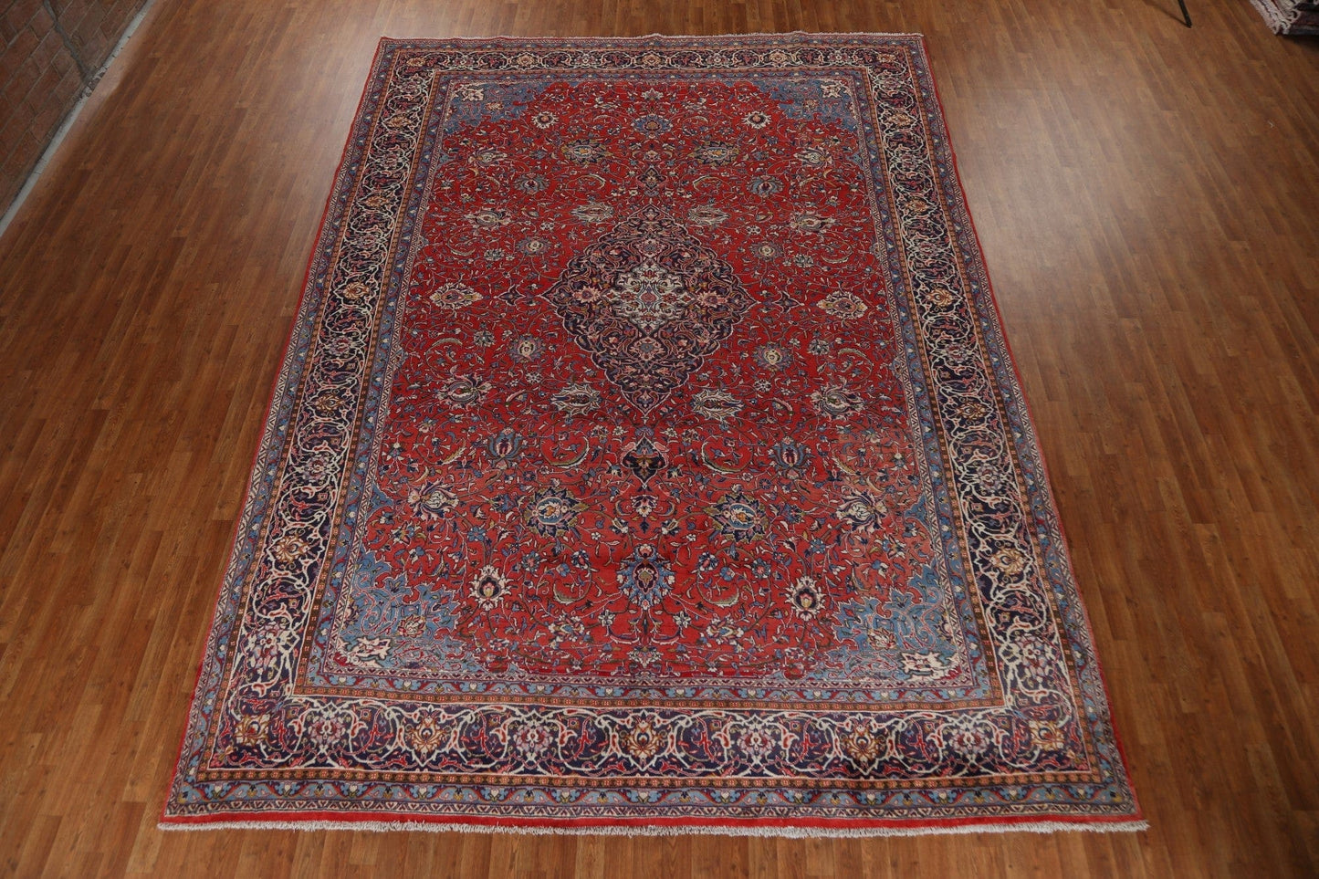 Hand-Knotted Red Sarouk Persian Area Rug 10x14