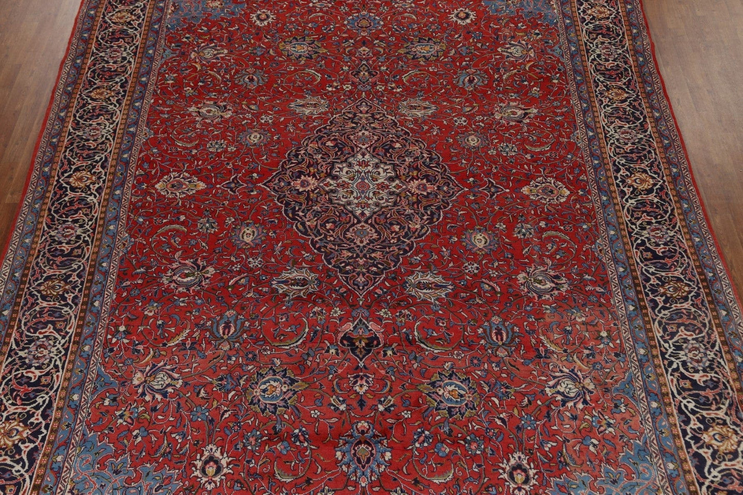 Hand-Knotted Red Sarouk Persian Area Rug 10x14