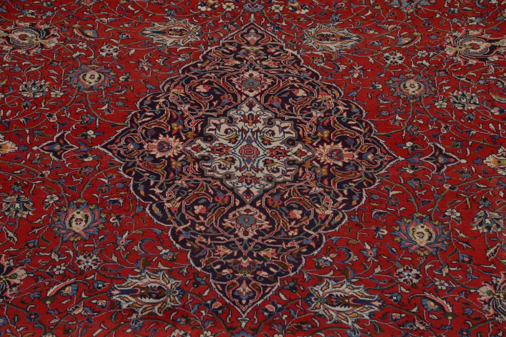 Hand-Knotted Red Sarouk Persian Area Rug 10x14