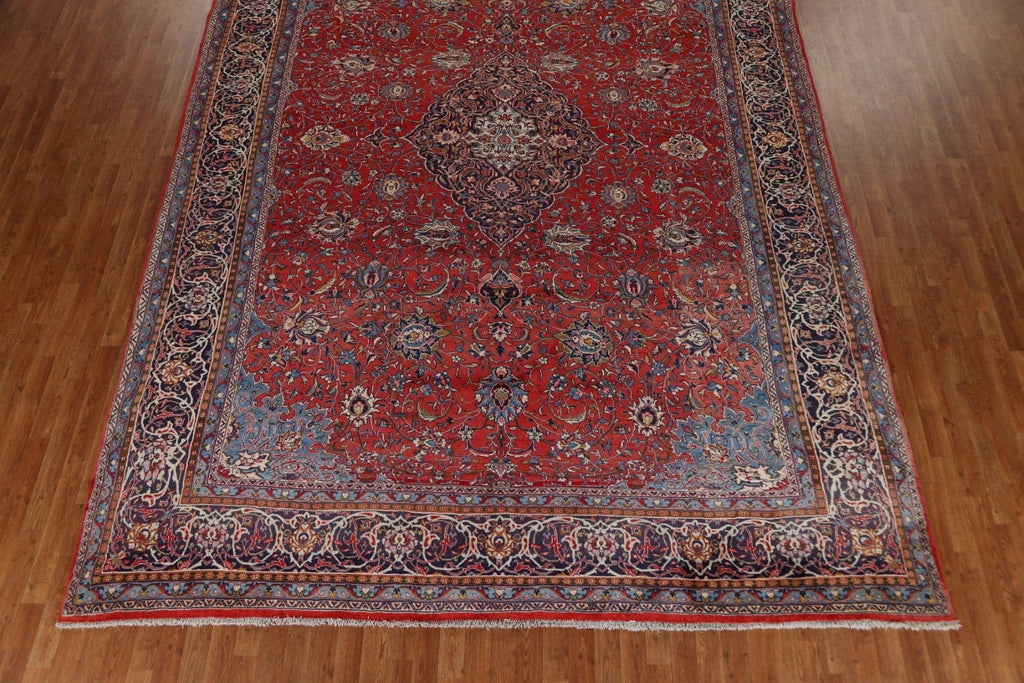 Hand-Knotted Red Sarouk Persian Area Rug 10x14