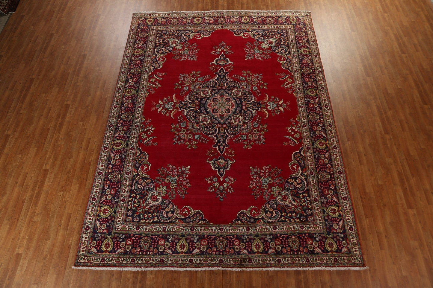 Floral Red Wool Tabriz Persian Area Rug 10x13