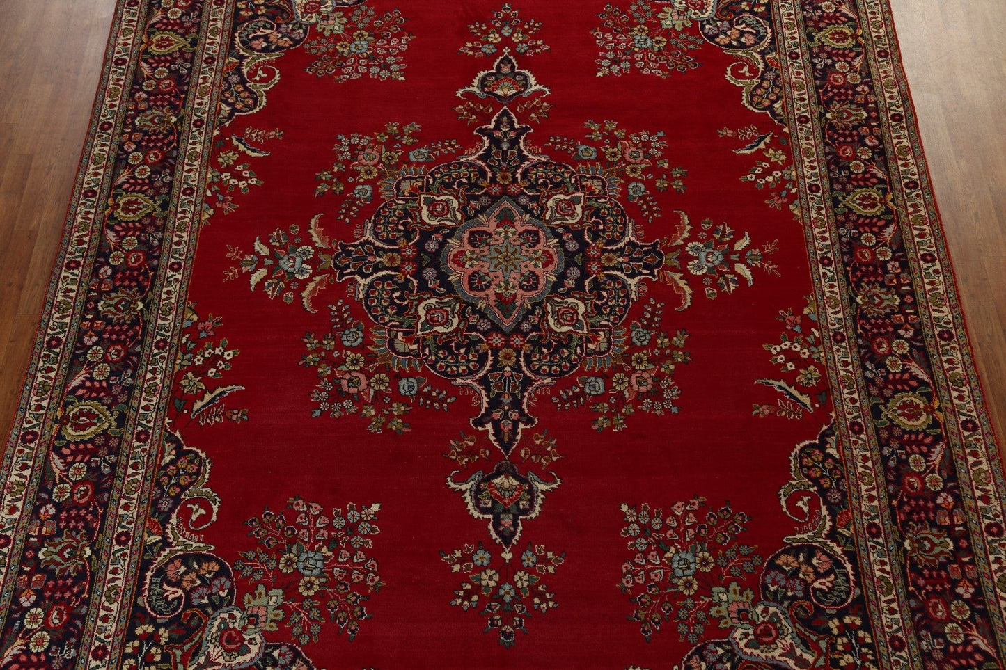 Floral Red Wool Tabriz Persian Area Rug 10x13