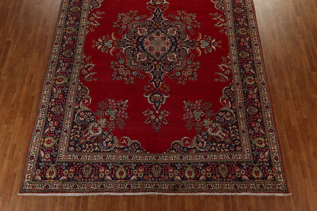 Floral Red Wool Tabriz Persian Area Rug 10x13