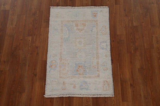 Muted Geometric Oushak Turkish Area Rug 2x3