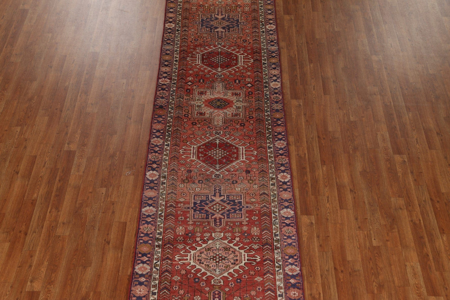 Geometric Wool Heriz Persian Runner Rug 3x14