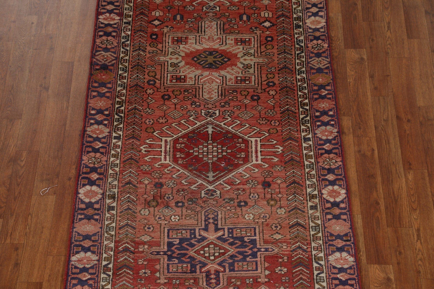 Geometric Wool Heriz Persian Runner Rug 3x14