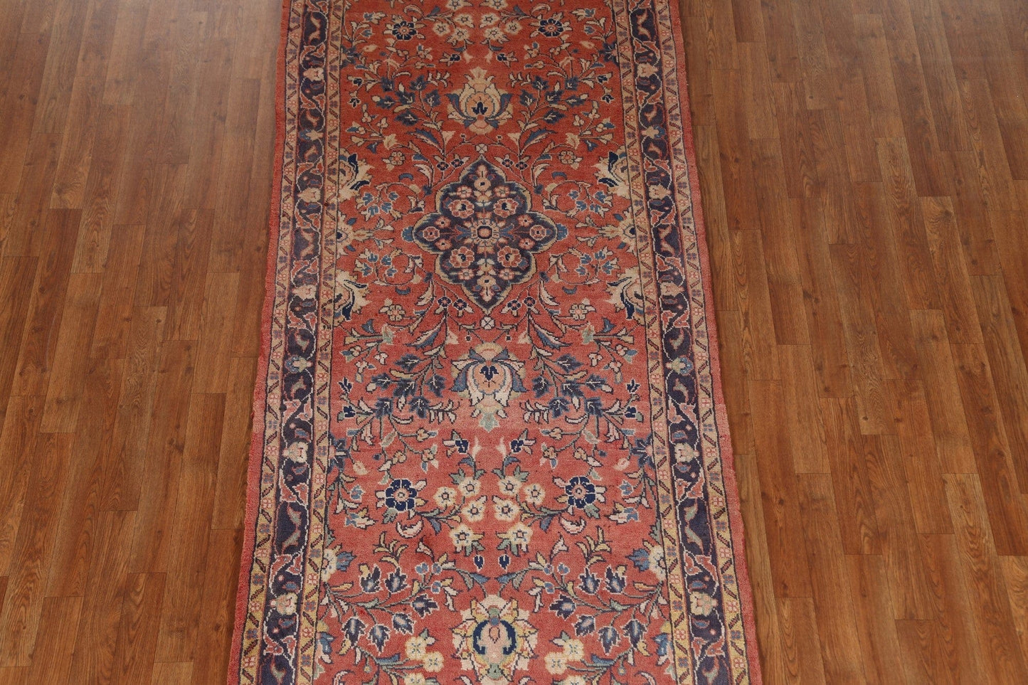 Floral Sarouk Persian Runner Rug 4x11