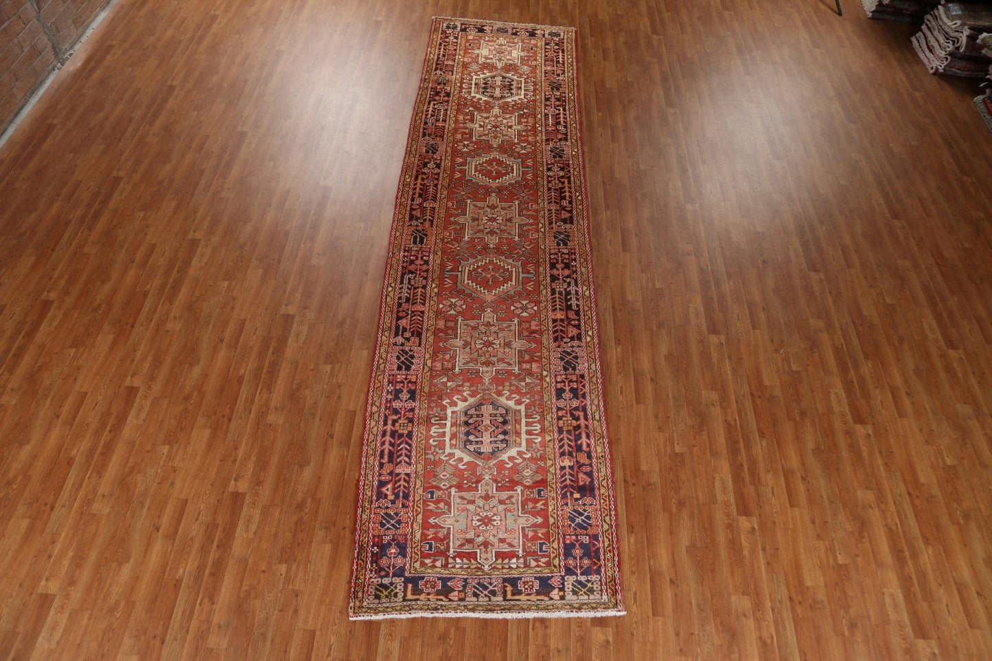 Handmade Heriz Persian Runner Rug 4x15