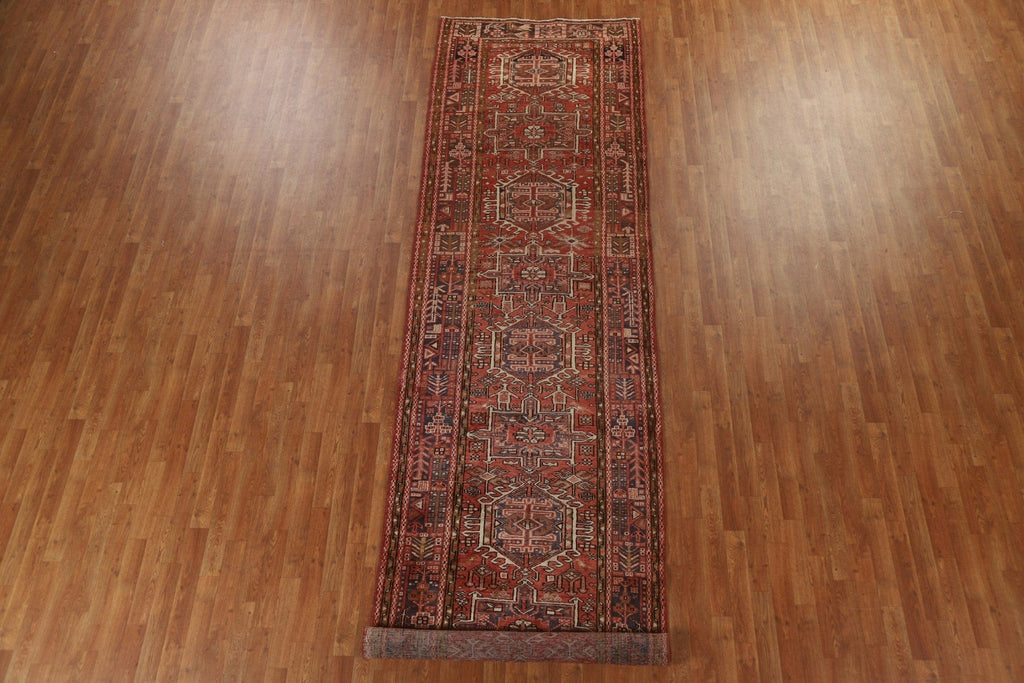 Handmade Heriz Persian Runner Rug 4x14