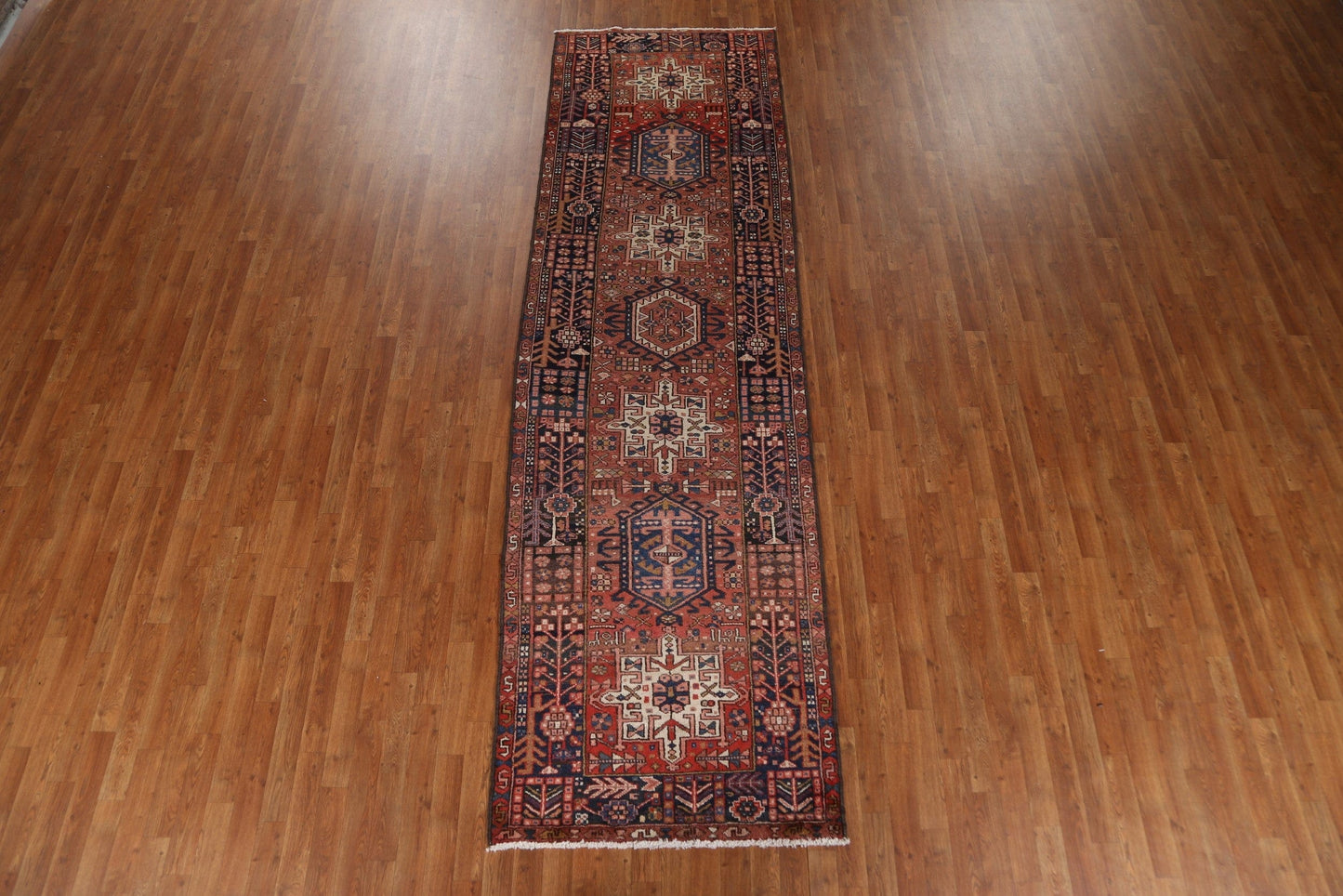 Geometric Gharajeh Persian Runner Rug Wool 4x12