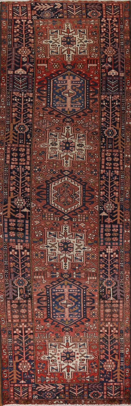 Geometric Gharajeh Persian Runner Rug Wool 4x12
