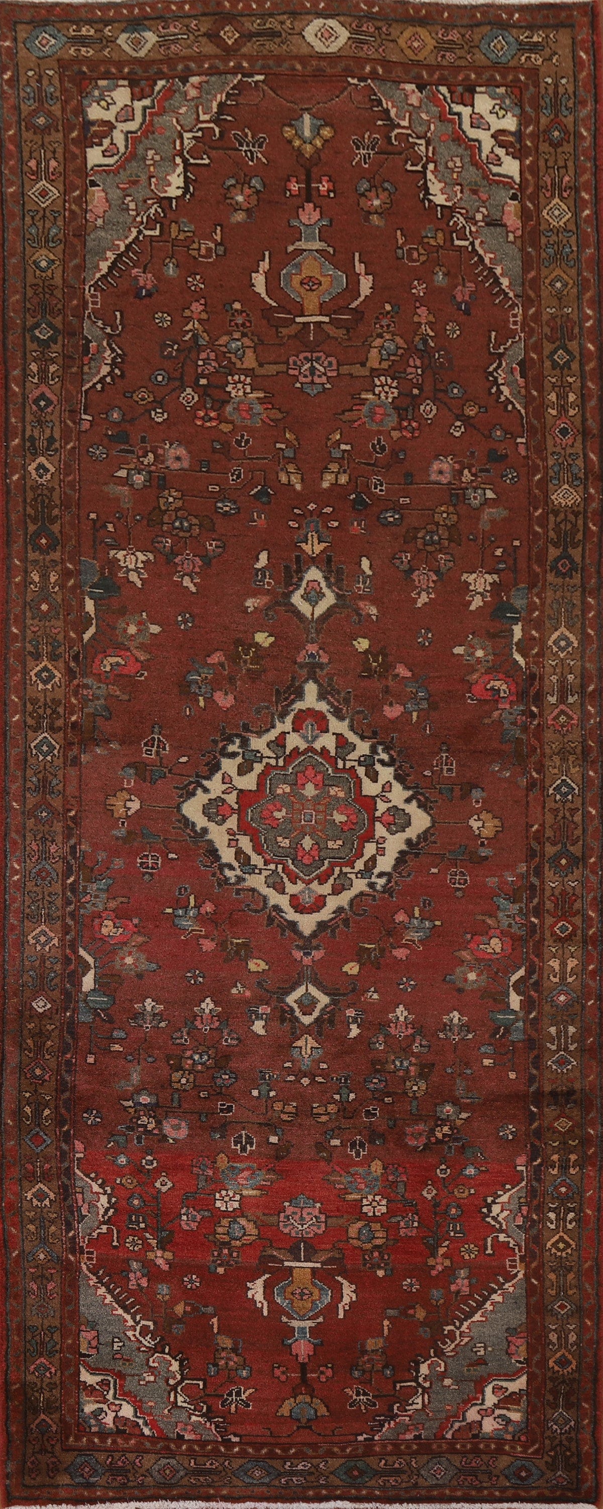 Geometric Hamedan Persian Runner Rug 4x10