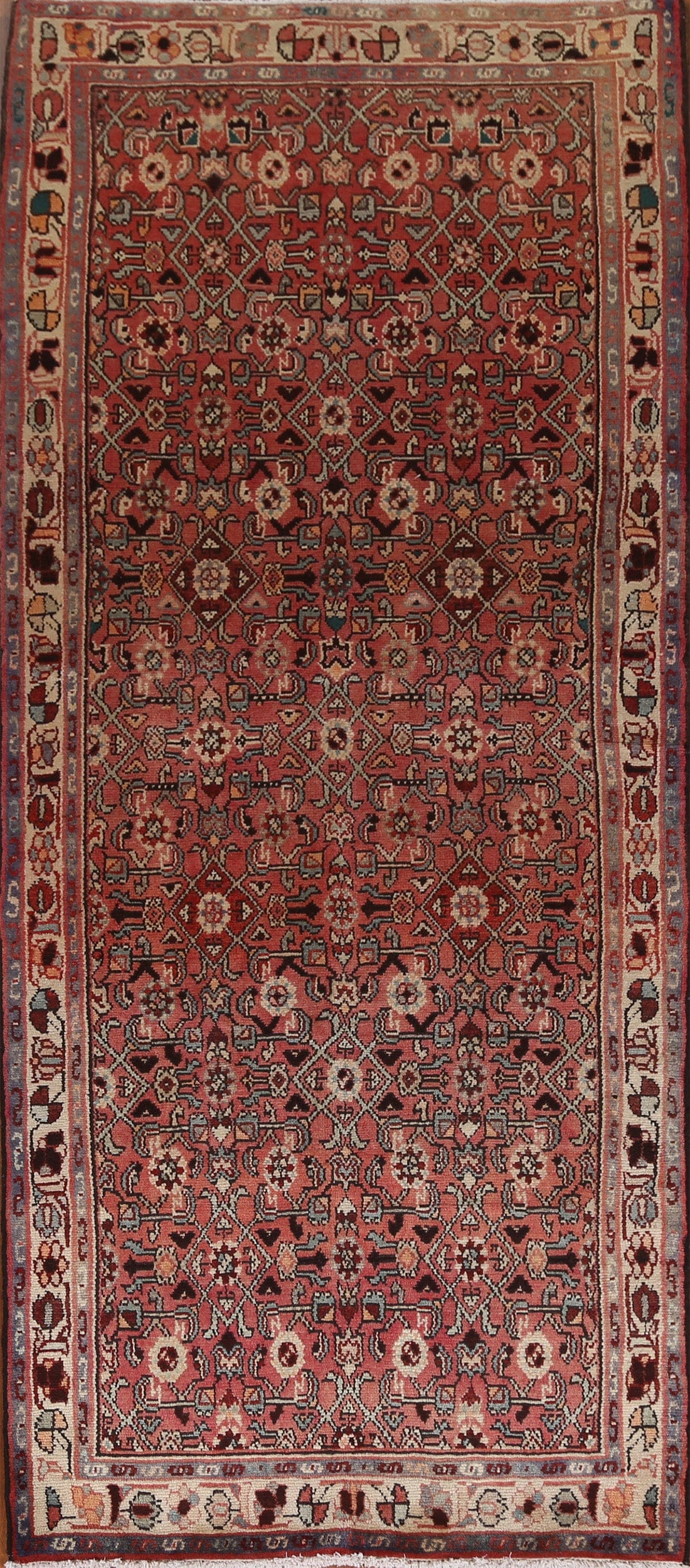 Geometric Hamedan Persian Runner Rug 4x10