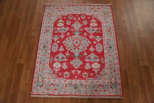 Red Geometric Oushak Oriental Area Rug 3x4