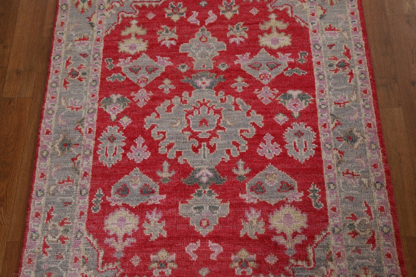 Red Geometric Oushak Oriental Area Rug 3x4