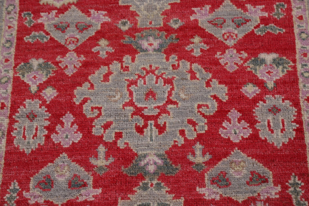 Red Geometric Oushak Oriental Area Rug 3x4