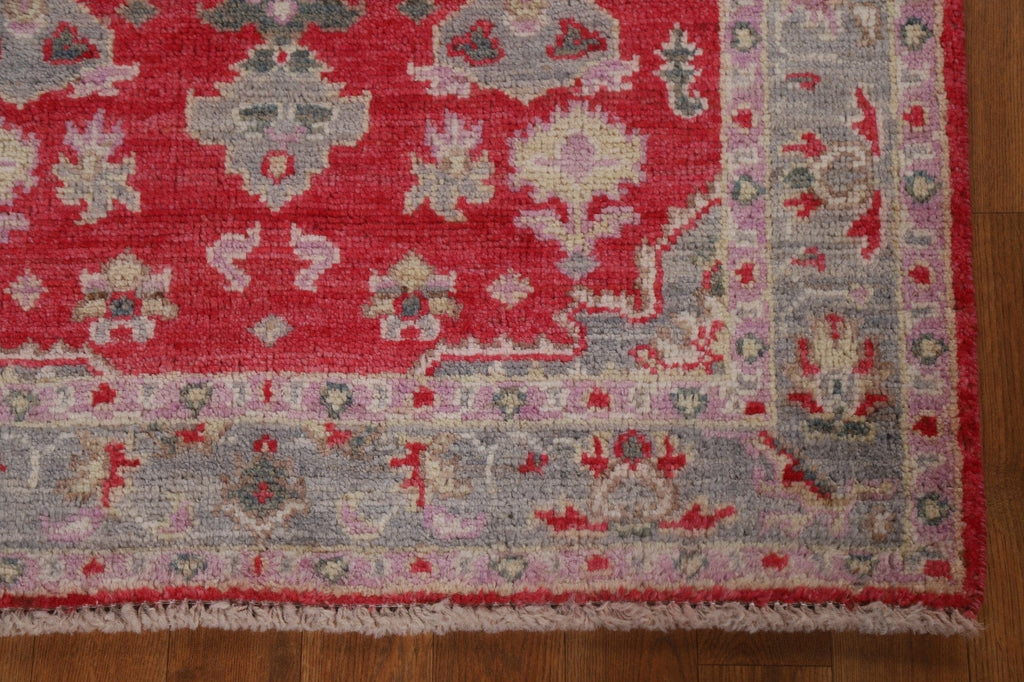 Red Geometric Oushak Oriental Area Rug 3x4