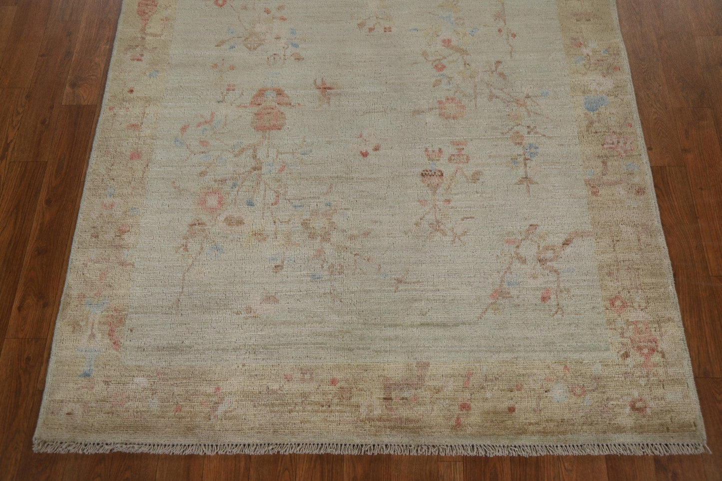 Muted Art Deco Oriental Area Rug Wool 4x5