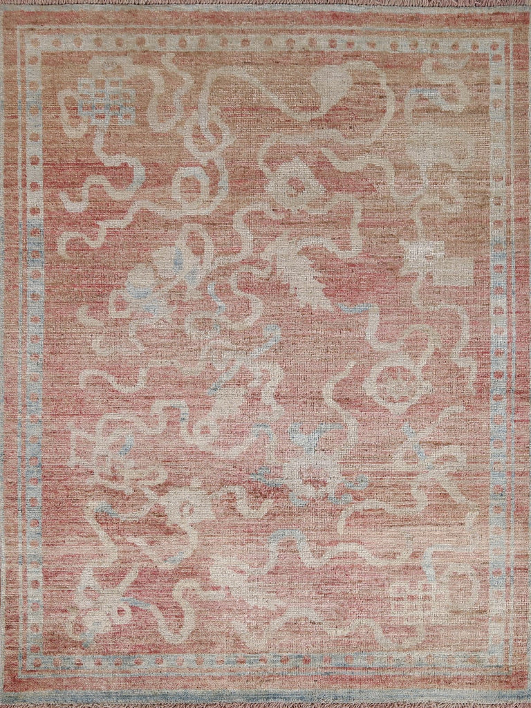 Abstract Art Deco Oriental Area Rug 4x5