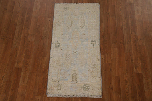 Hand-Knotted Oushak Turkish Wool Rug 2x4