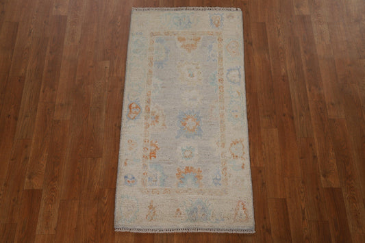 Hand-Knotted Oushak Turkish Area Rug 2x4