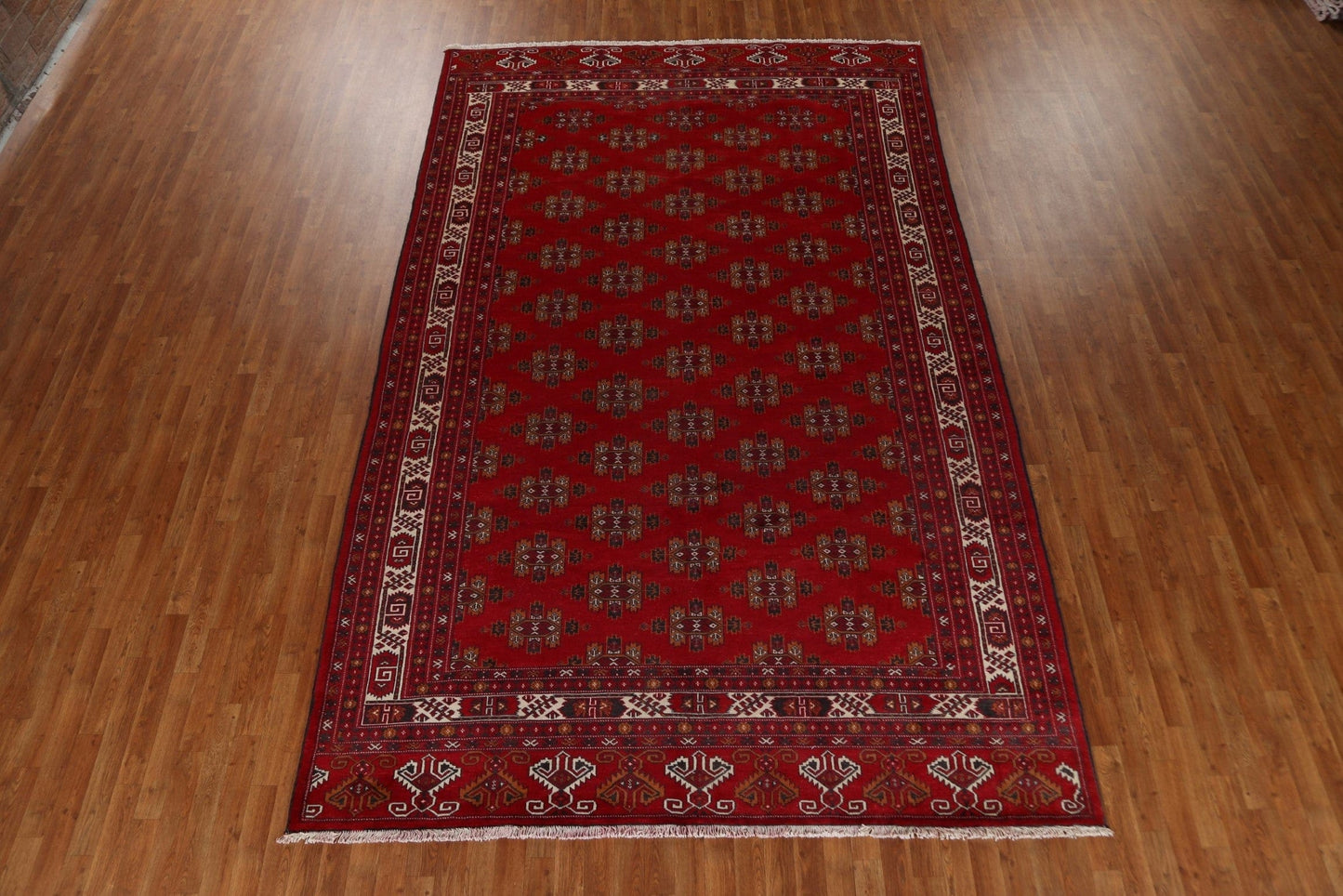 Vintage Geometric Turkoman Persian Area Rug 8x12