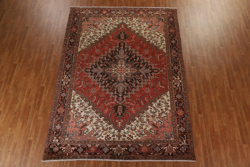 Red Geometric Heriz Persian Area Rug 8x11