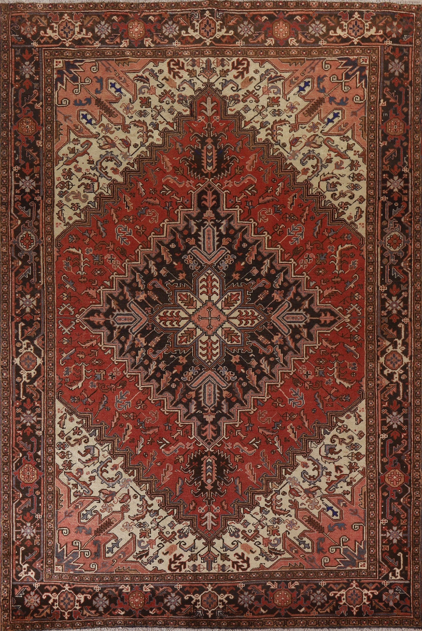 Red Geometric Heriz Persian Area Rug 8x11