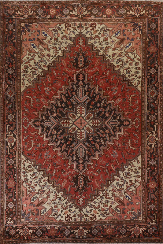 Red Geometric Heriz Persian Area Rug 8x11