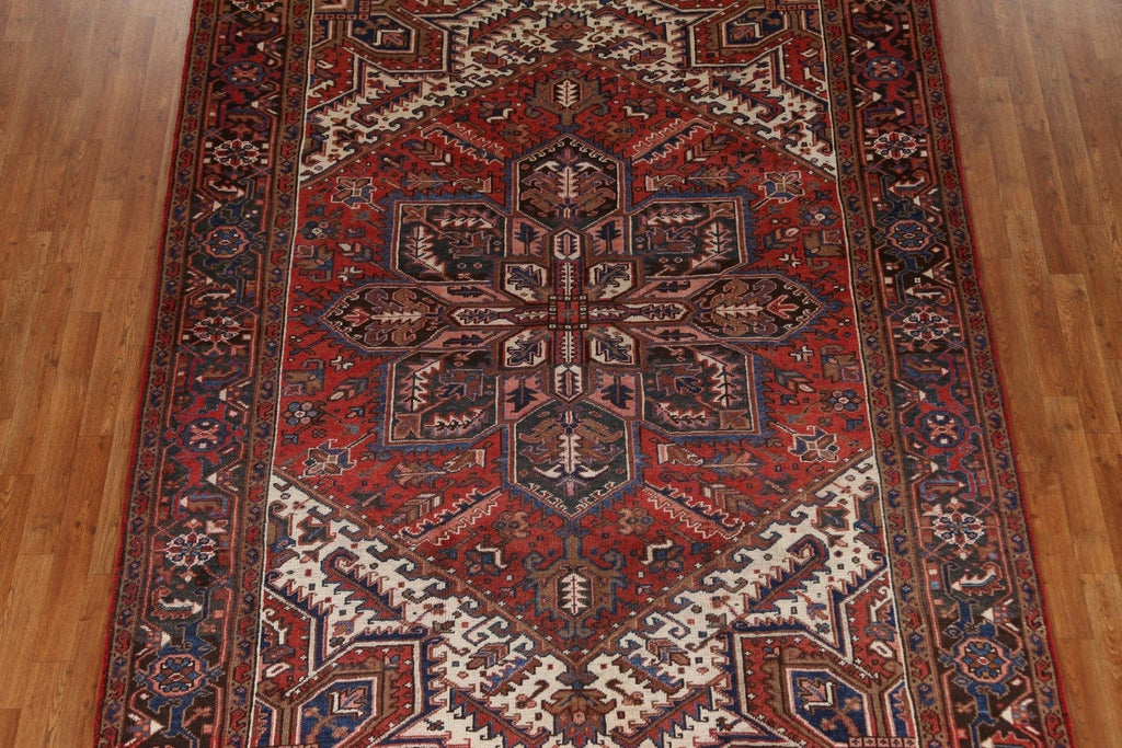 Geometric Red Heriz Persian Area Rug 7x9