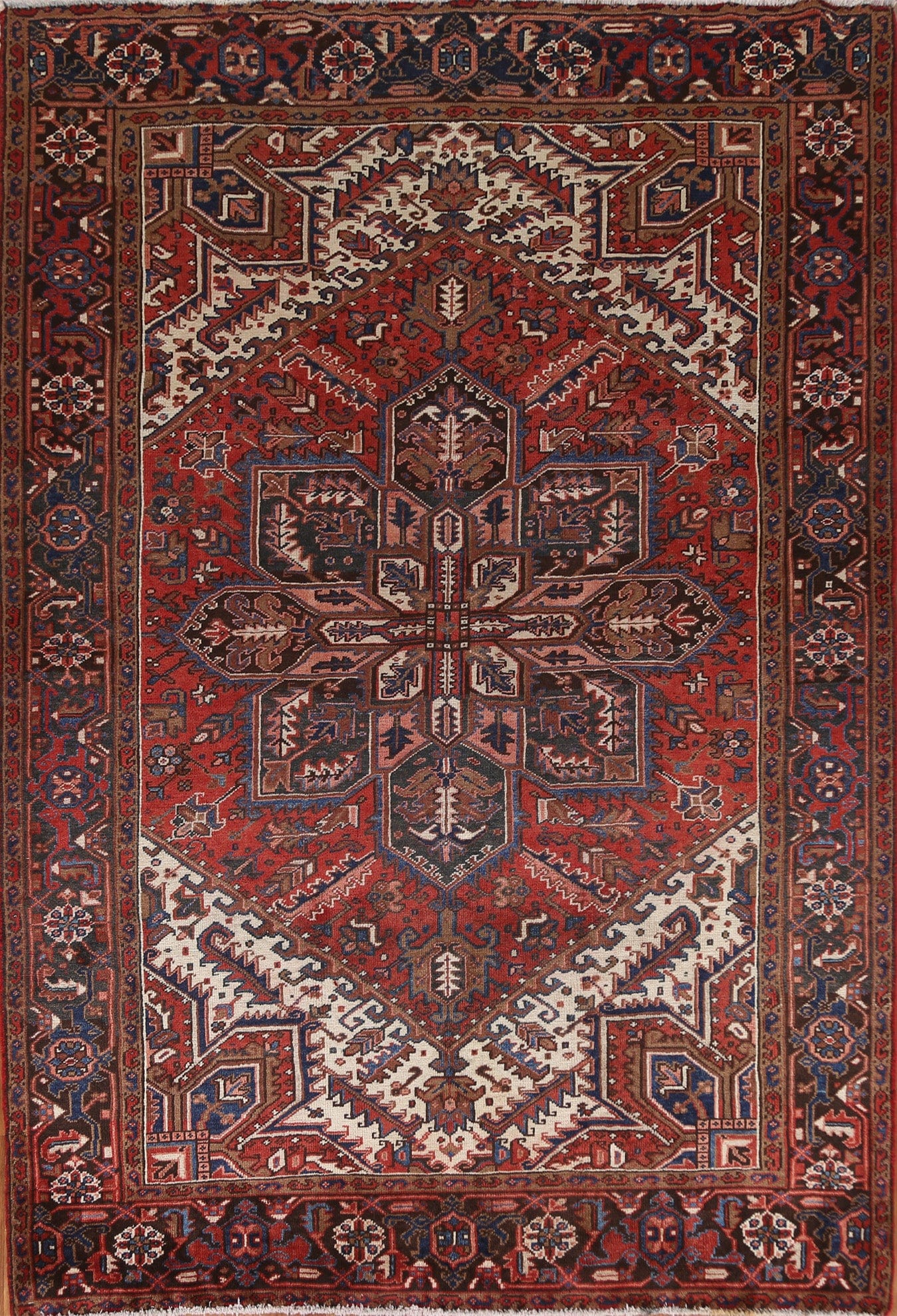 Geometric Red Heriz Persian Area Rug 7x9