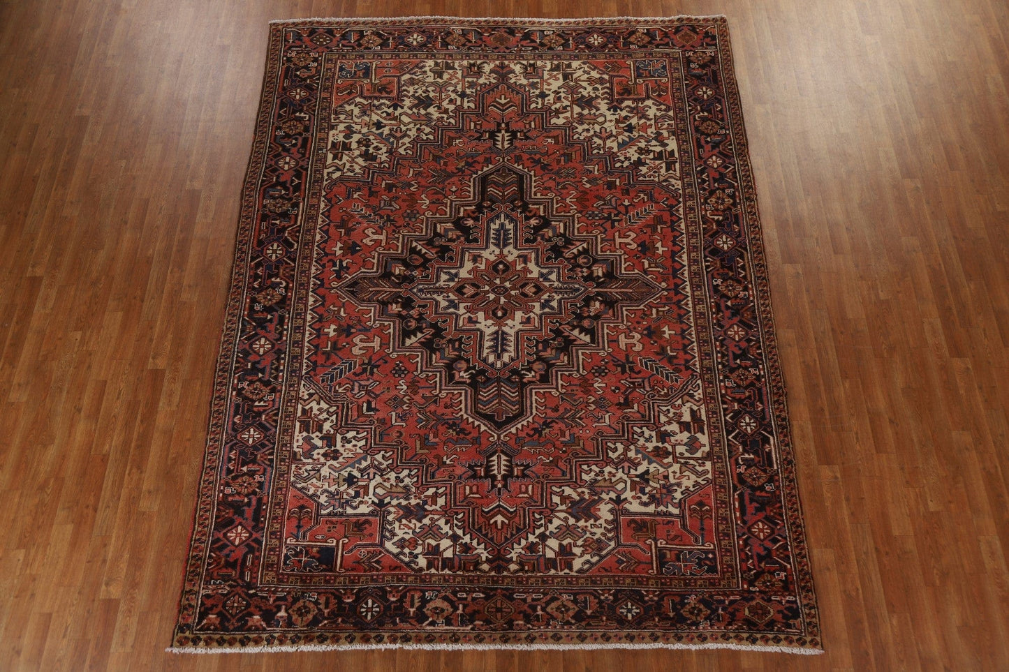 Vintage Geometric Heriz Persian Area Rug 8x11