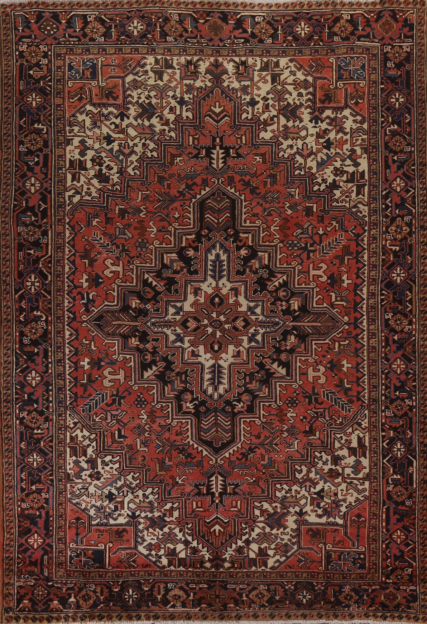 Vintage Geometric Heriz Persian Area Rug 8x11