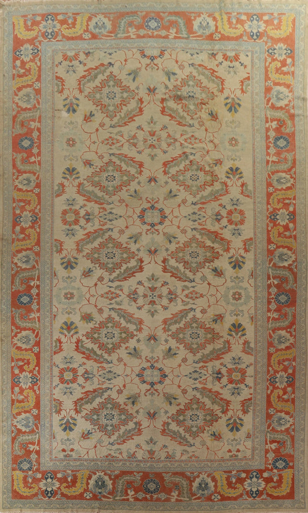 Palace Size Antique Vegetable Dye Sultanabad Persian Rug 14x20