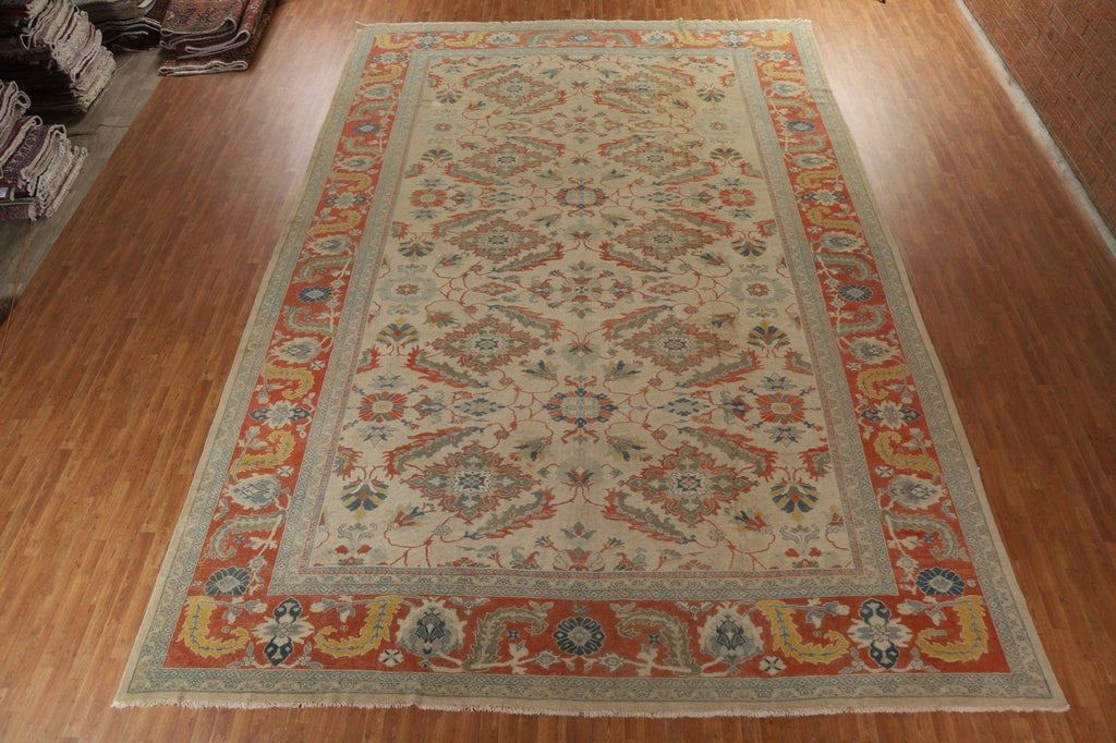 Palace Size Antique Vegetable Dye Sultanabad Persian Rug 14x20