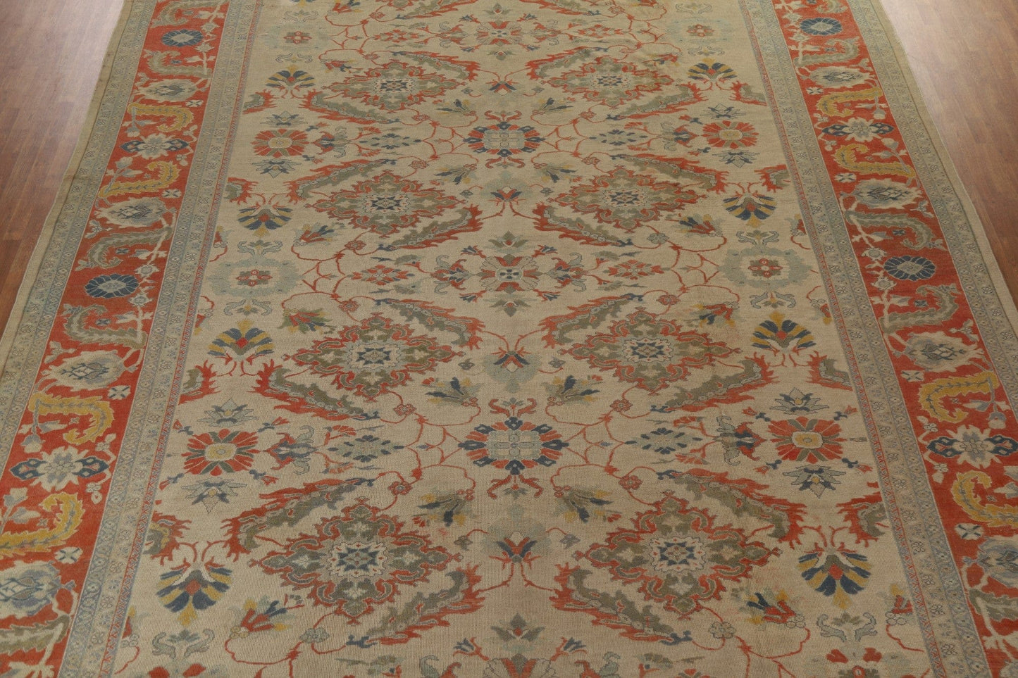 Palace Size Antique Vegetable Dye Sultanabad Persian Rug 14x20