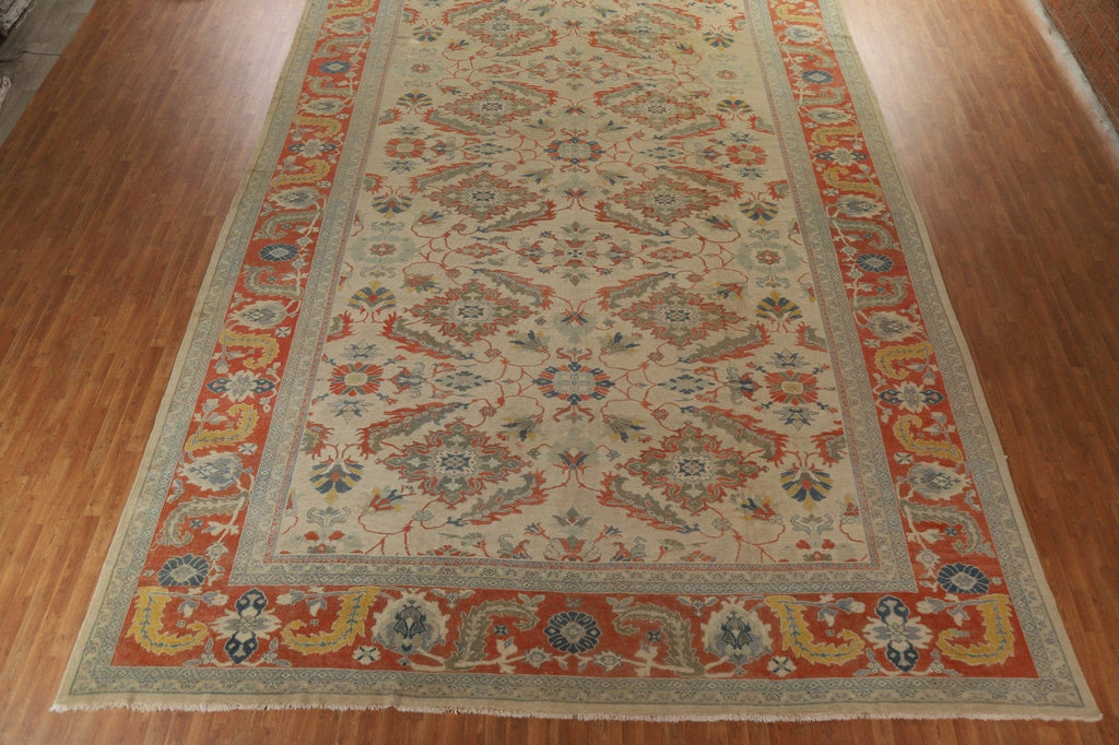 Palace Size Antique Vegetable Dye Sultanabad Persian Rug 14x20